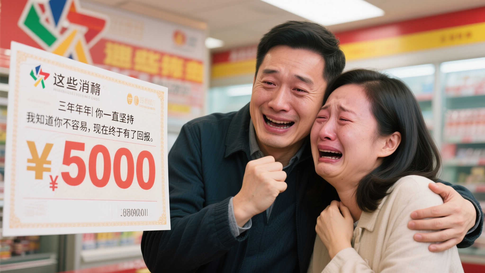 男子坚持6年守号终获500万体彩大奖，妻子激动落泪